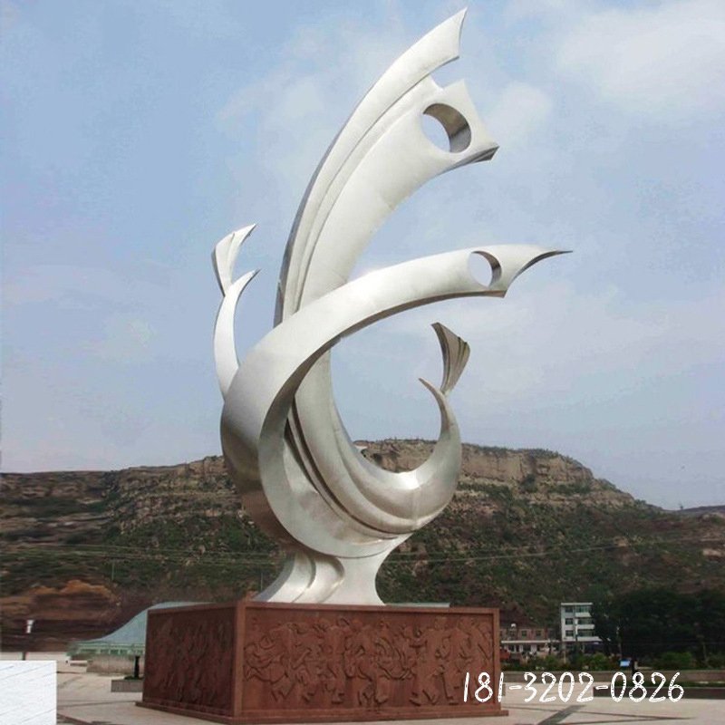不锈钢海豚戏珠雕塑 大型广场 园林景观金属动物艺术品摆件定制2247