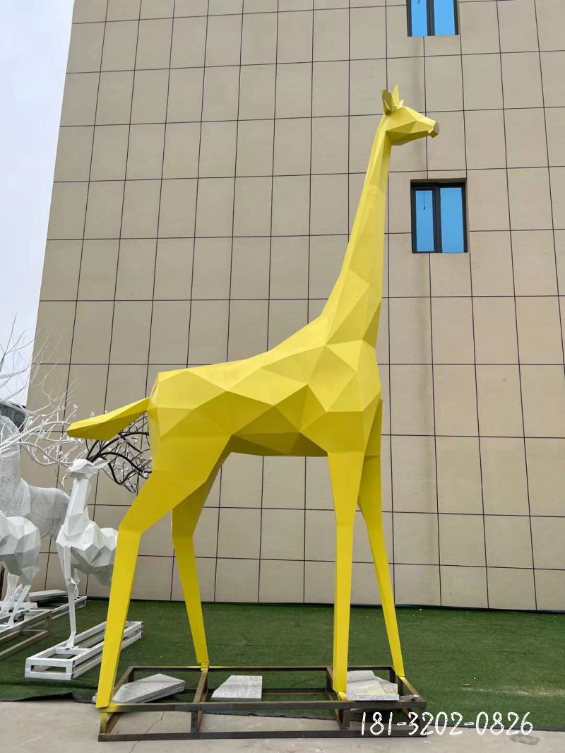 大型立姿切面长颈鹿不锈钢雕塑 (3)