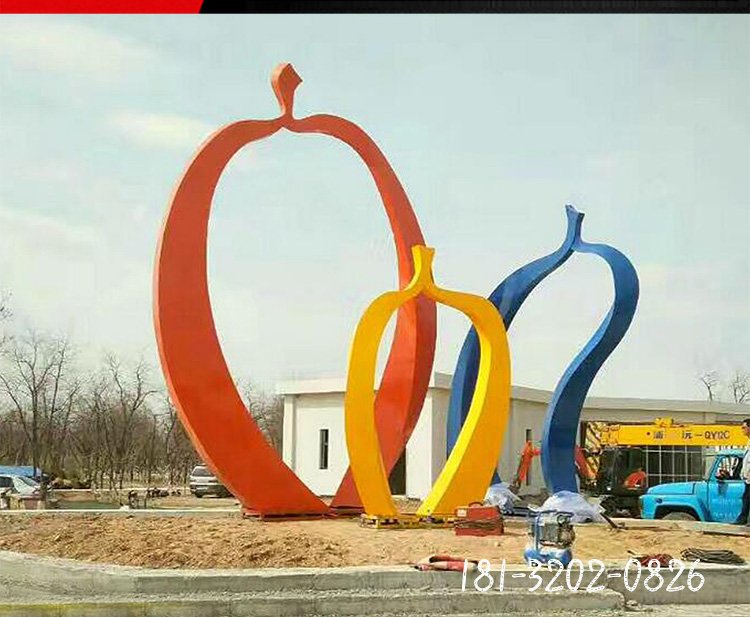 不锈钢苹果雕塑 公园景观雕塑