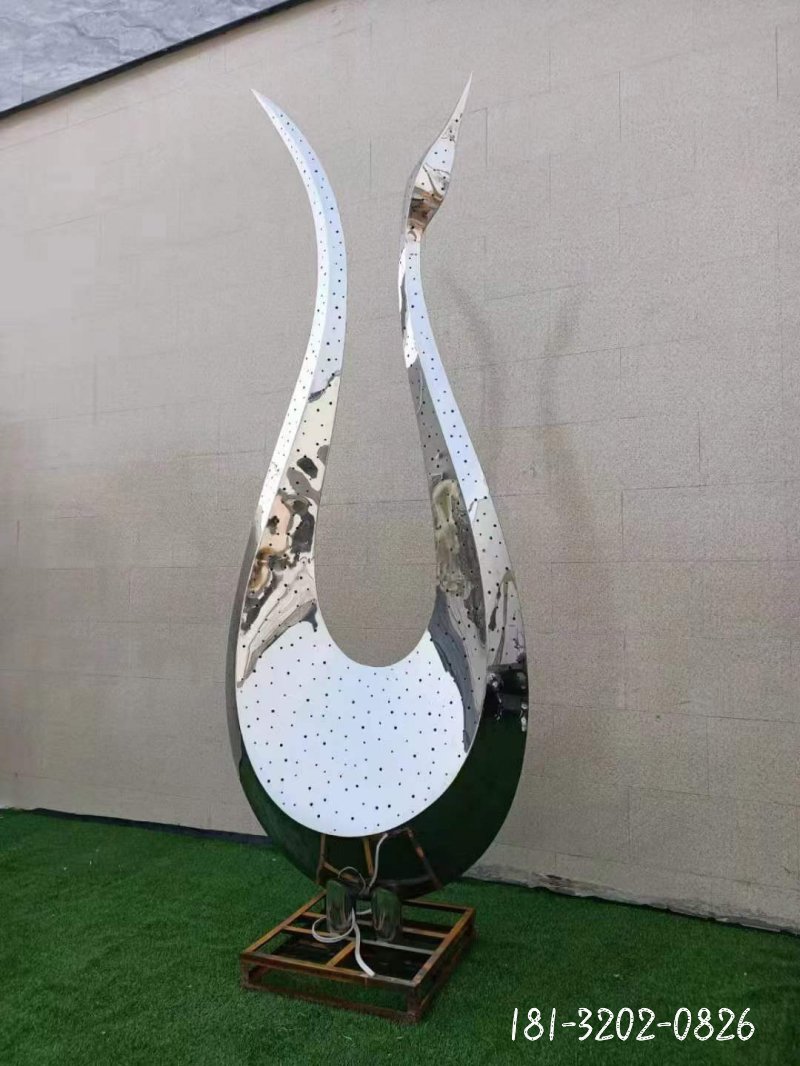 草坪抽象天鹅不锈钢雕塑