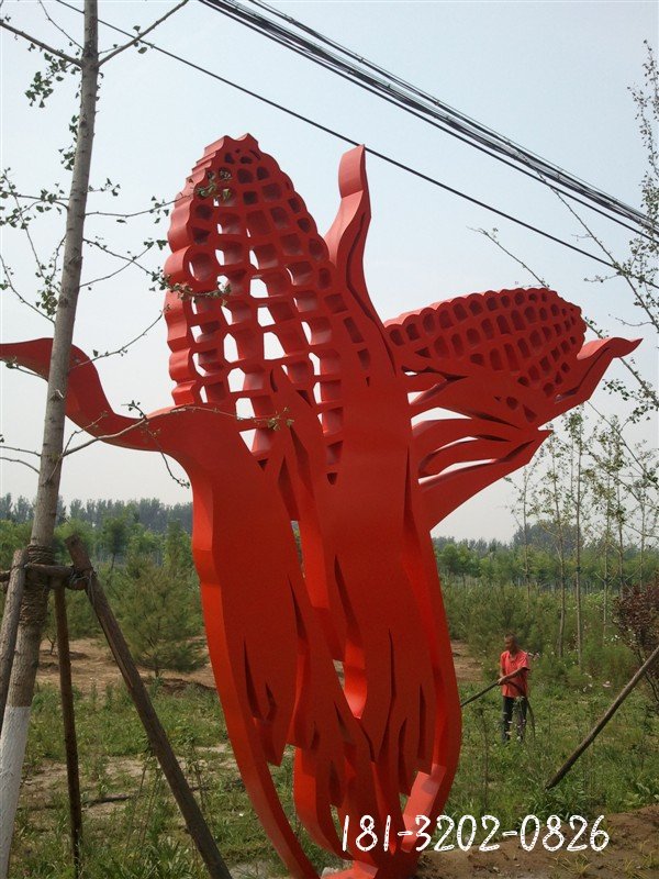 不锈钢玉米雕塑，剪纸不锈钢雕塑 (2)