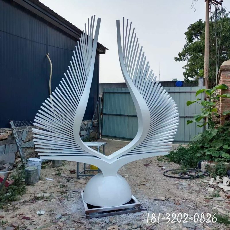 公园不锈钢抽象翅膀雕塑 (10)