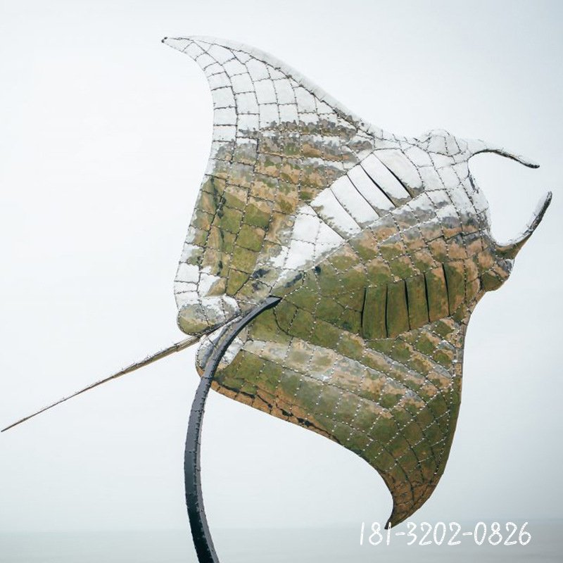 不锈钢蝠鲼雕塑海边不锈钢雕塑 (2)