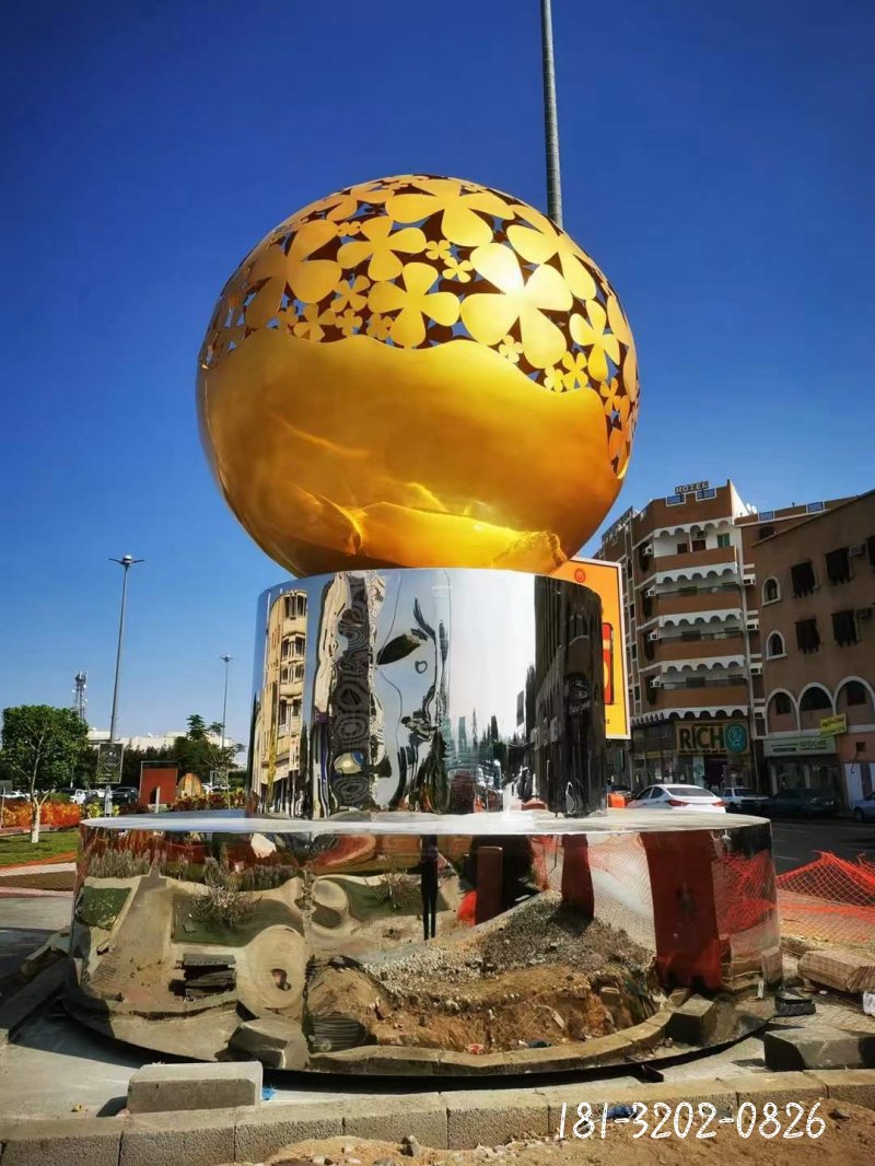 大型不锈钢镂空球景观雕塑 (2)