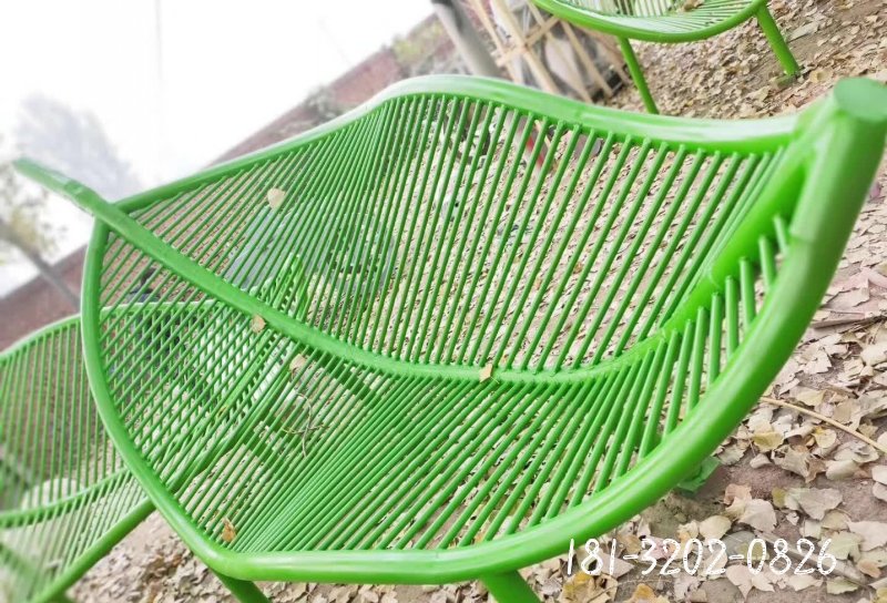 不锈钢树叶造型座椅雕塑 (1)