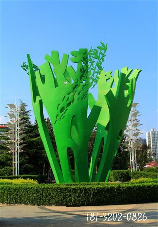 景观不锈钢抽象植物雕塑 广场景观雕塑[1]