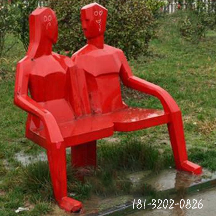 不锈钢抽象情侣人物座椅