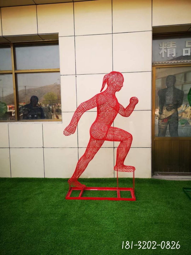 不锈钢镂空编织跑步运动人物雕塑 (2)