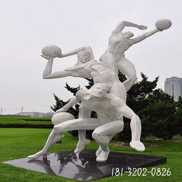 不锈钢几何人物打篮球雕塑,公园景观雕塑