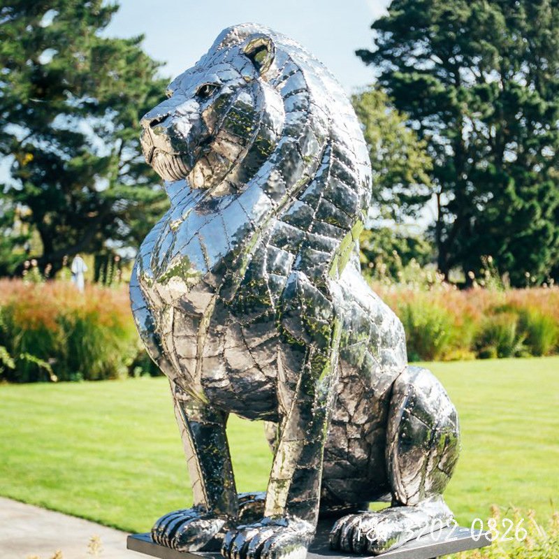 不锈钢狮子园林动物雕塑 (3)