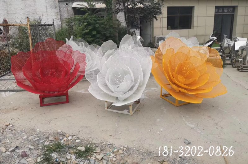 不锈钢彩色镂空花朵雕塑 (8)