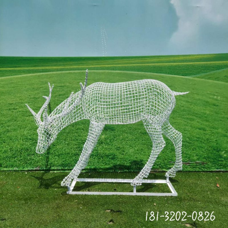 草坪镂空动物鹿不锈钢雕塑 (7)