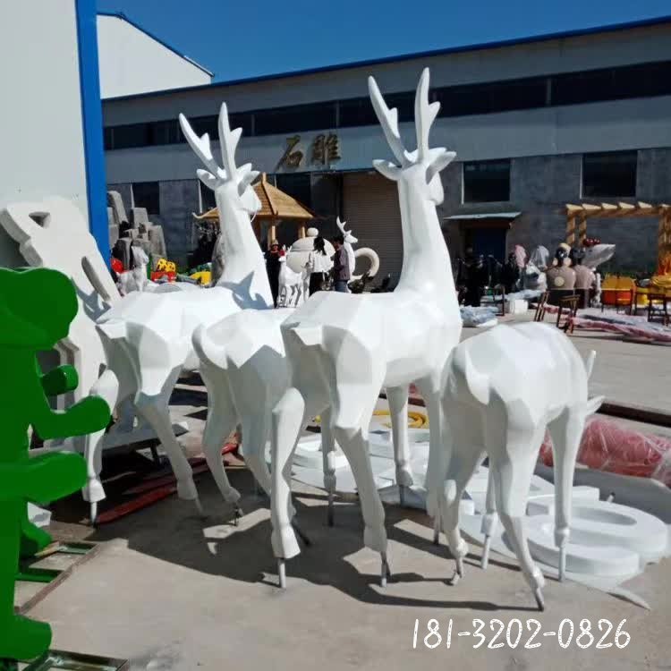 公园不锈钢切面动物鹿雕塑 (1)