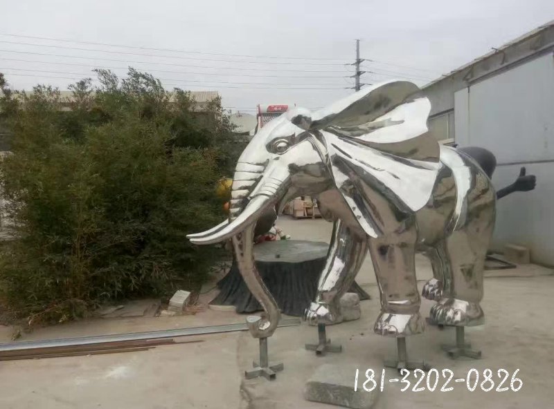 大象动物不锈钢雕塑 (2)