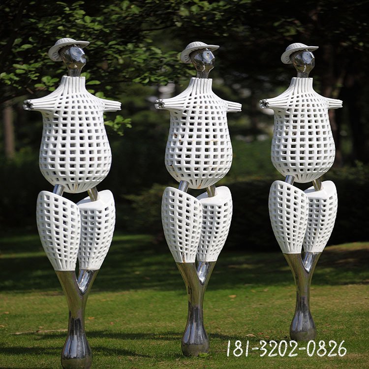 不锈钢抽象镂空人物雕塑公园景观雕塑