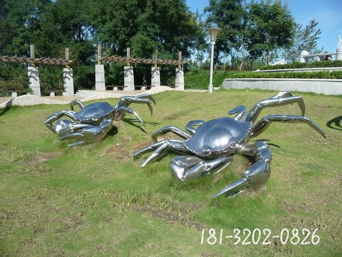 不锈钢螃蟹雕塑 公园不锈钢动物雕塑