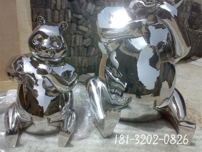 不锈钢大熊猫公园动物雕塑[1]