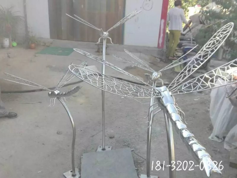 不锈钢蜻蜓雕塑，不锈钢动物雕塑 (2)