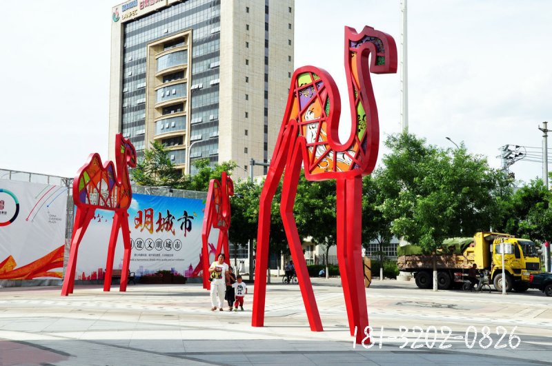 不锈钢抽象骆驼 公园不锈钢动物雕塑[1]