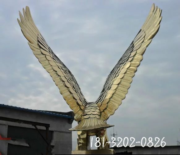 不锈钢展翅的雄鹰雕塑  不锈钢动物雕塑  广场景观雕塑 (3)
