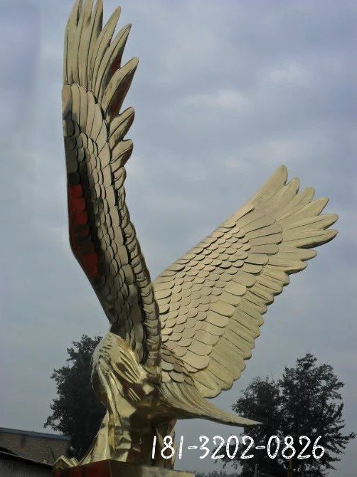 不锈钢展翅的雄鹰雕塑  不锈钢动物雕塑  广场景观雕塑 (4)[1]