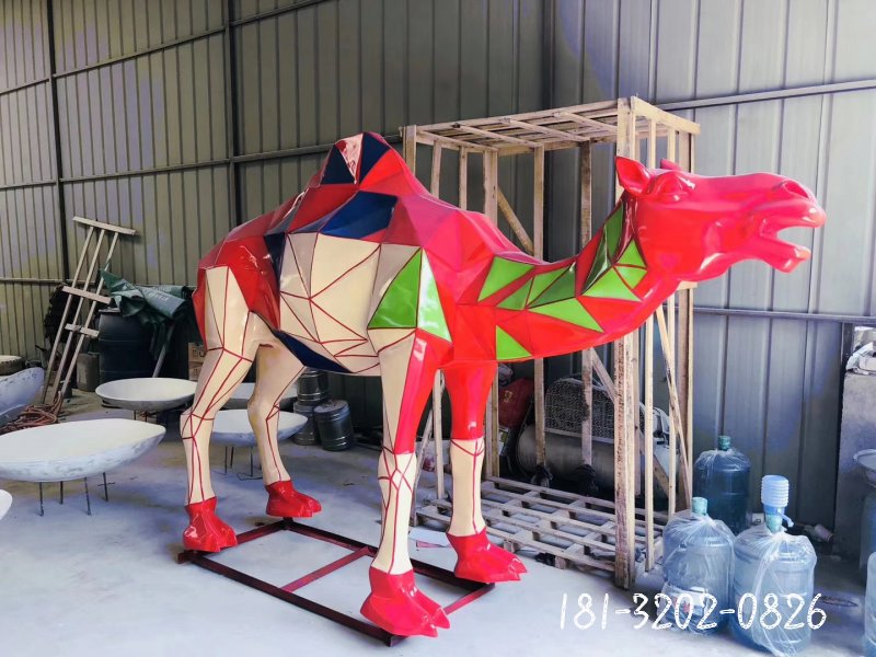 不锈钢彩绘骆驼动物景观雕塑[1]