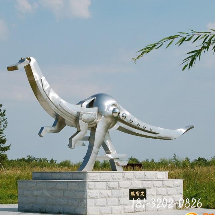 不锈钢鸭嘴龙雕塑公园动物景观雕塑[1]