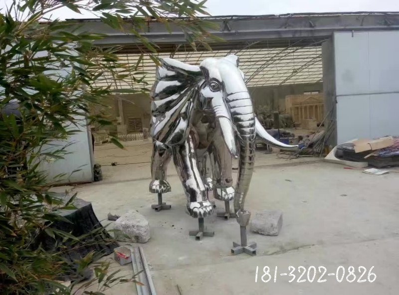 大象动物不锈钢雕塑 (3)