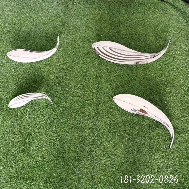 草坪不锈钢抽象鱼雕塑 (3)