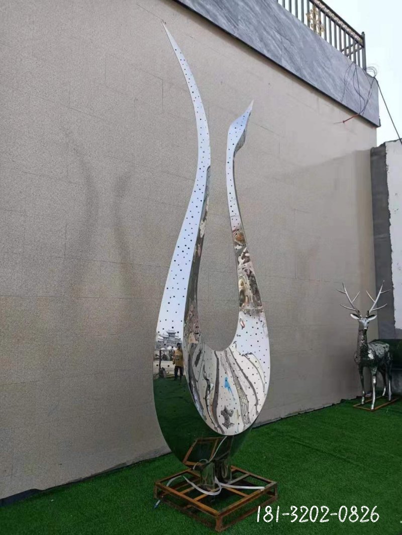 不锈钢抽象天鹅雕塑 (6)