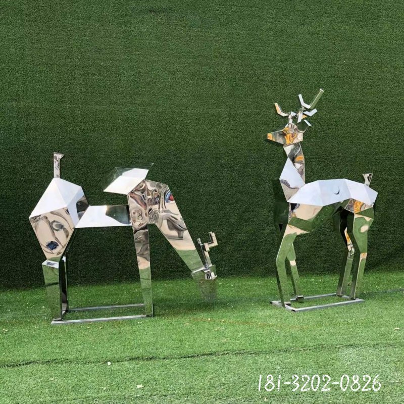 不锈钢抽象鹿雕塑 (5)