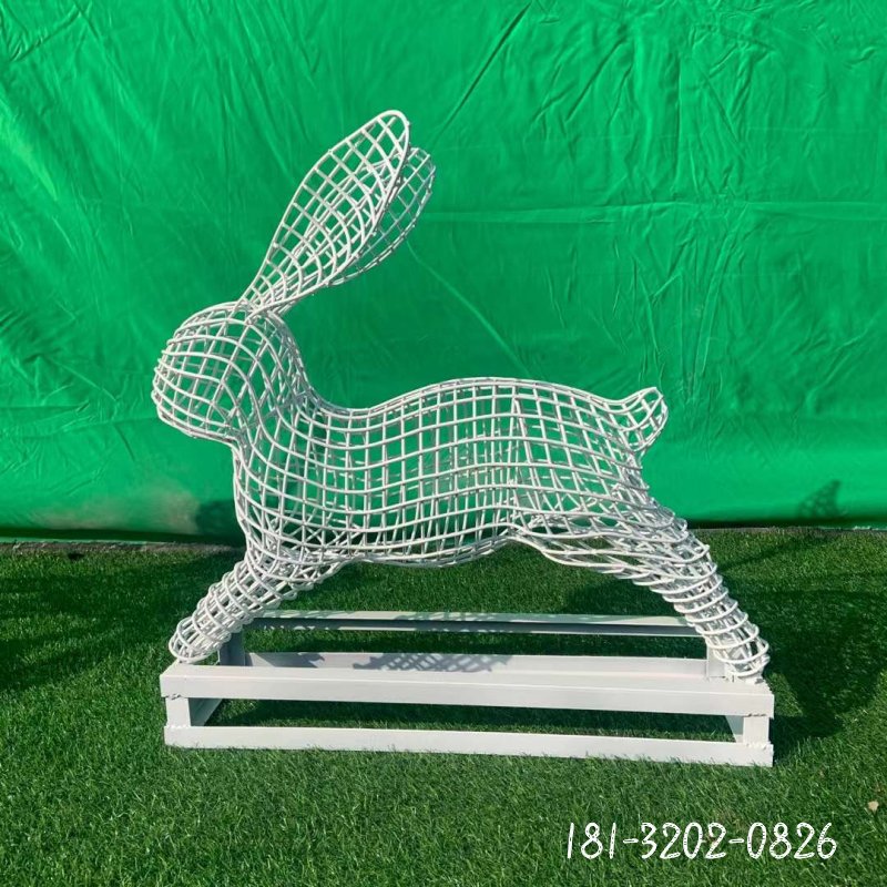 奔跑镂空兔子不锈钢雕塑 (1)