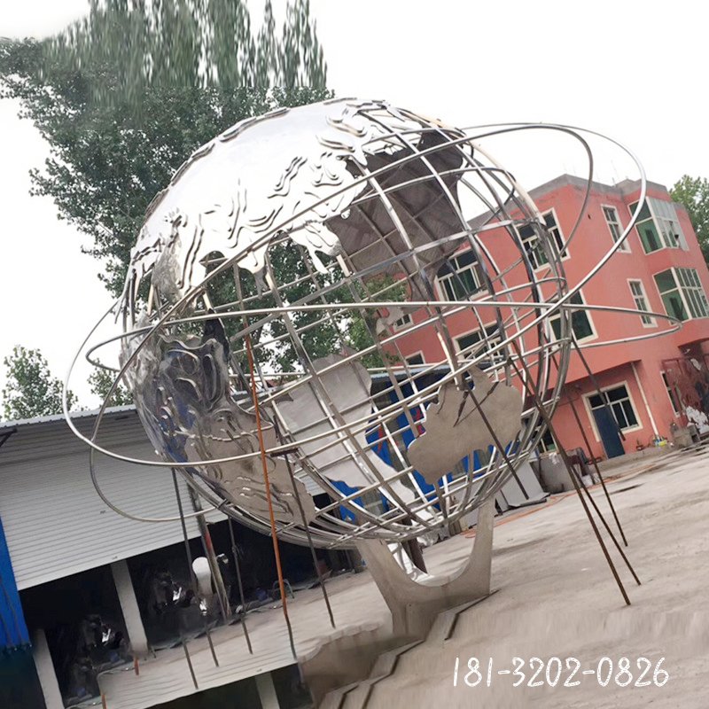 北国之春不锈钢抽象地球仪雕塑 (2)