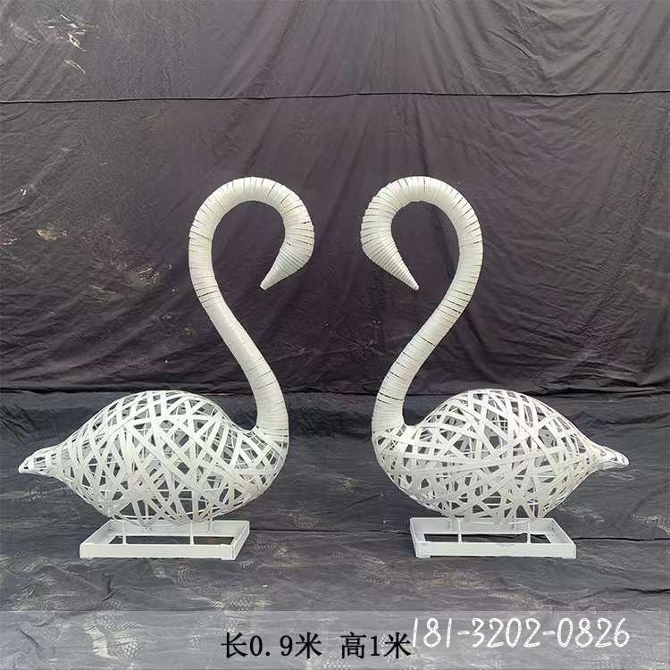 不锈钢编织镂空天鹅雕塑 (2)