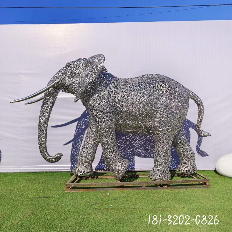 不锈钢镂空大象动物雕塑 (2)