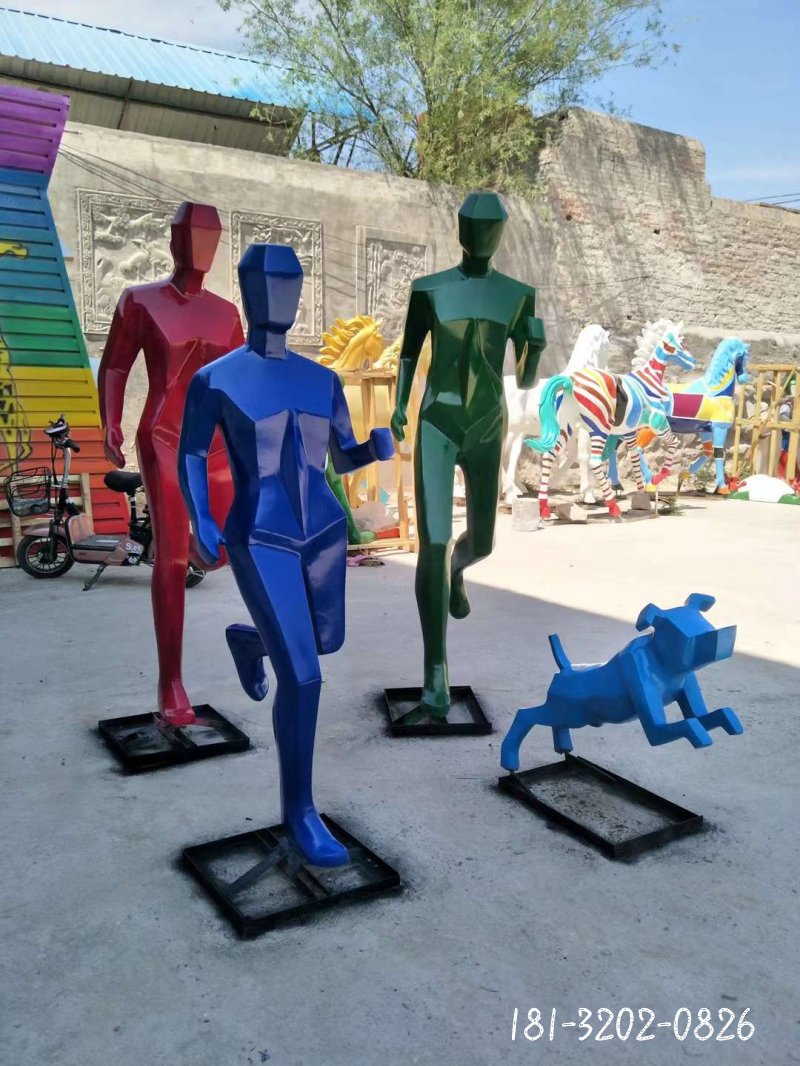不锈钢抽象跑步运动人物雕塑