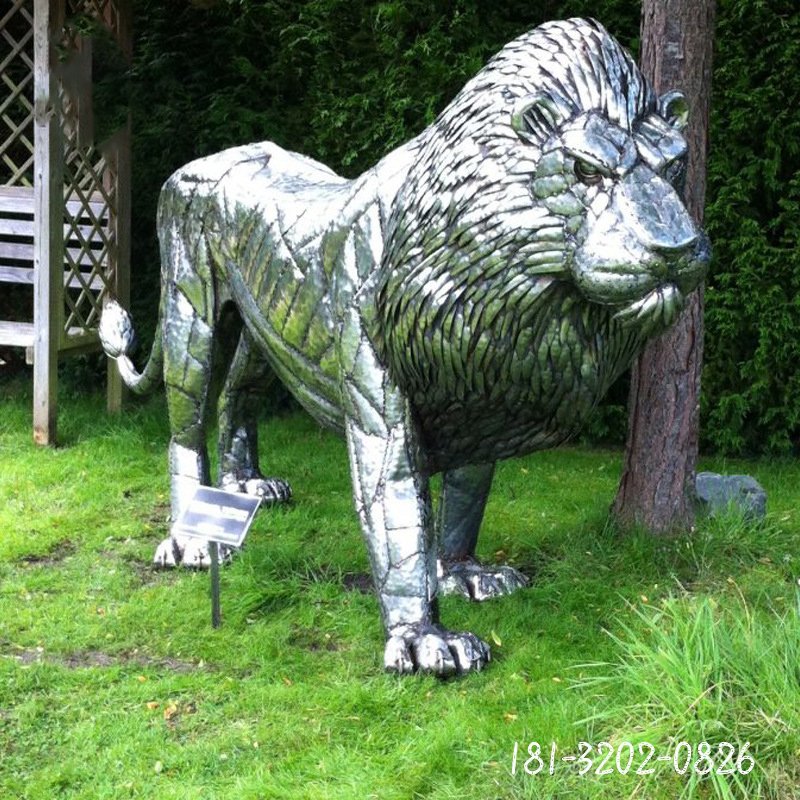 不锈钢狮子园林动物雕塑 (1)