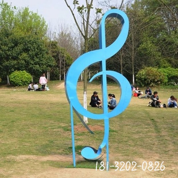 不锈钢喷漆大型音符雕塑 (2)