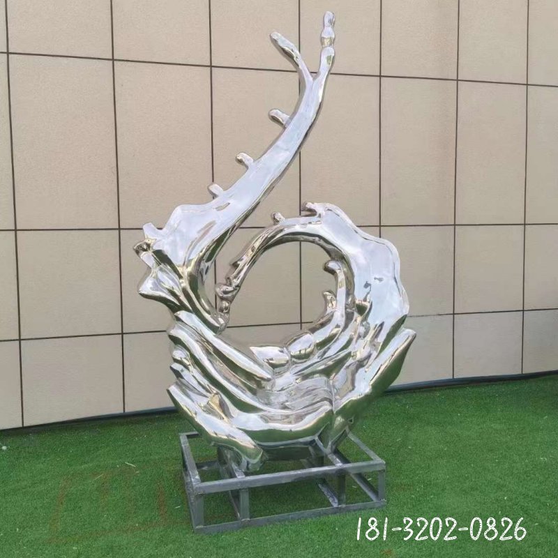 不锈钢抽象海浪雕塑 (2)