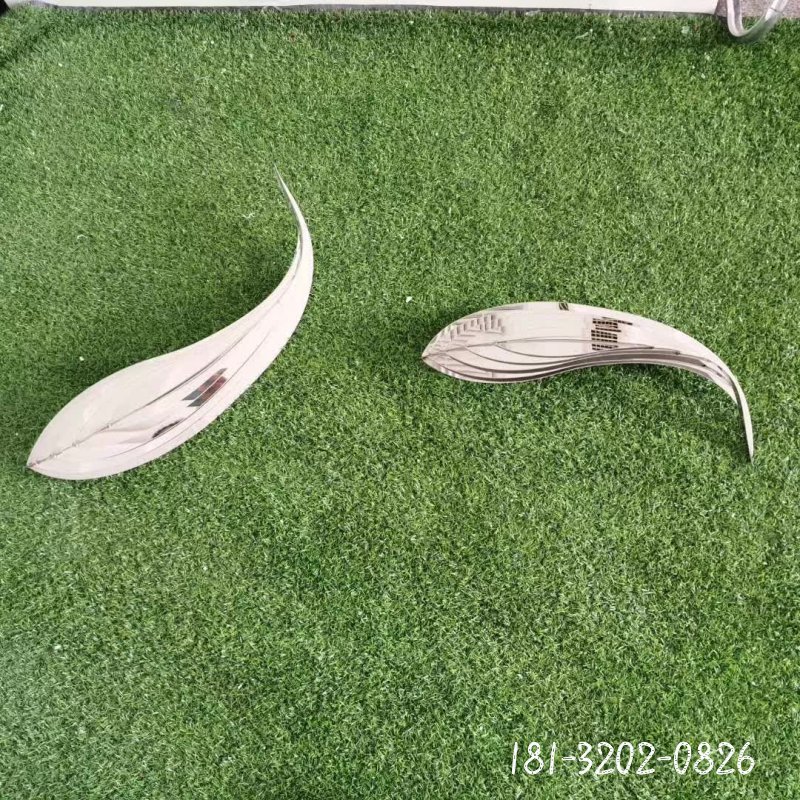 草坪不锈钢抽象鱼雕塑 (5)