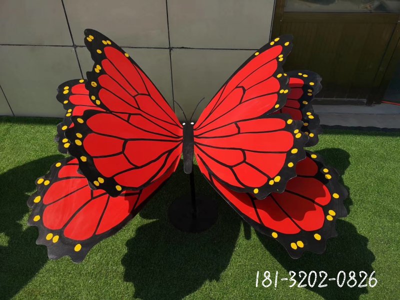 不锈钢彩绘红色蝴蝶雕塑[2]