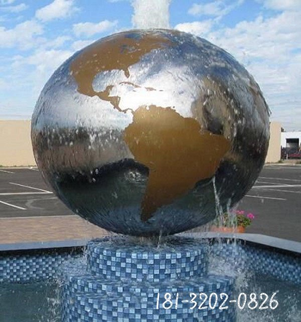 不锈钢地球喷泉雕塑 企业景观雕塑