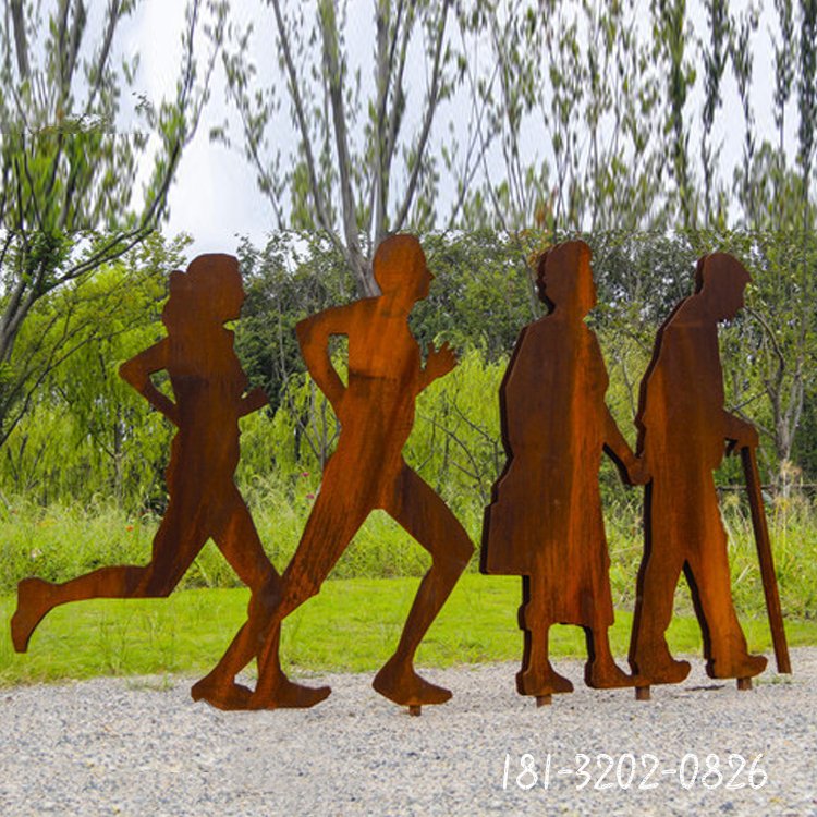 不锈钢剪影跑步散步人物雕塑