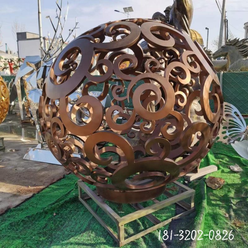 公园不锈钢镂空球雕塑 (6)