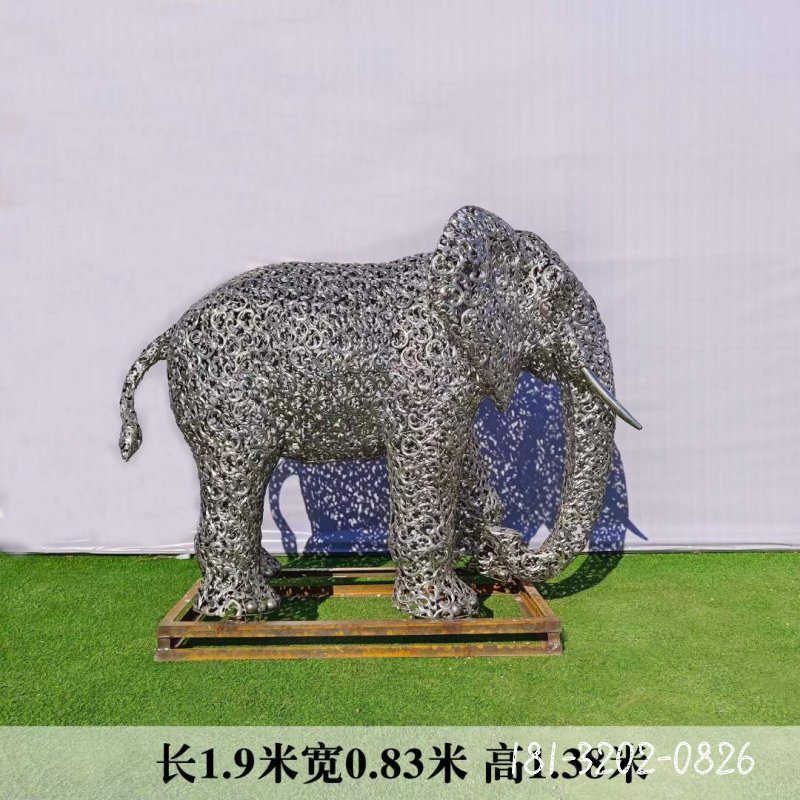 镂空大象动物不锈钢雕塑 (2)