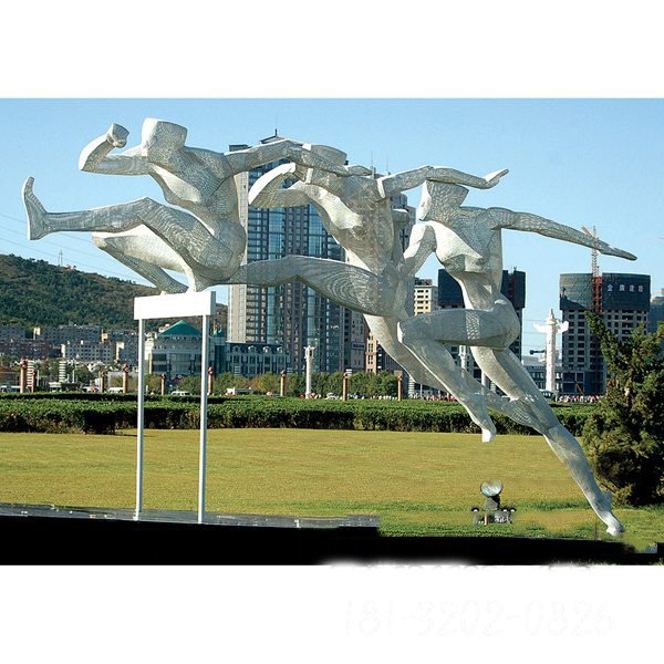 不锈钢抽象跨栏人物雕塑 公园景观雕塑[1]