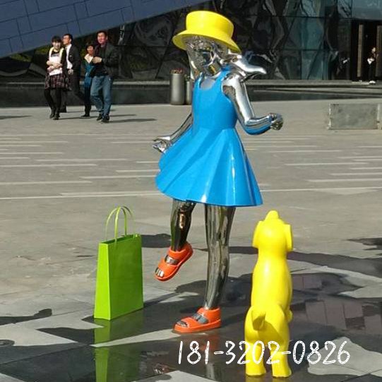 不锈钢小女孩雕塑 广场人物雕塑[1]