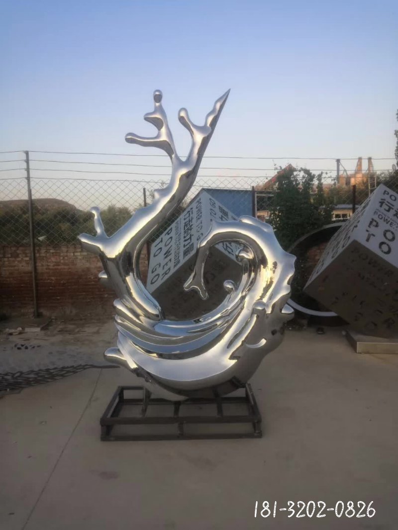 不锈钢抽象海浪雕塑 (8)