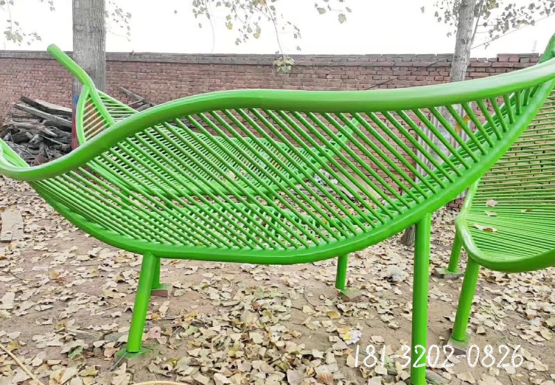 不锈钢树叶造型座椅雕塑 (5)