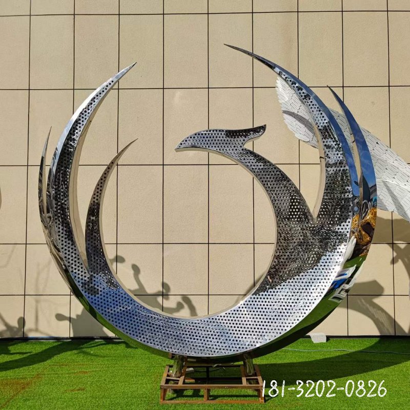 圆环凤凰抽象不锈钢雕塑